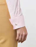 Pink Fitted Cotton Stretch Shirt - Double Cuff