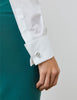 White Fitted Cotton Stretch Shirt - Double Cuff