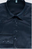 NAVY FITTED SATIN SHIRT - SINGLE CUFF