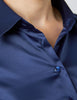NAVY FITTED SATIN SHIRT - SINGLE CUFF