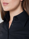 Black Fitted Shirt with High Long Collar - Single Cuff