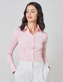 Light Pink Fitted Shirt with High Long Collar - Single Cuff