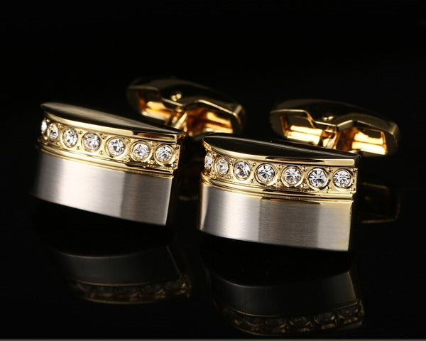 GOLD CRYSTAL CUFFLINKS