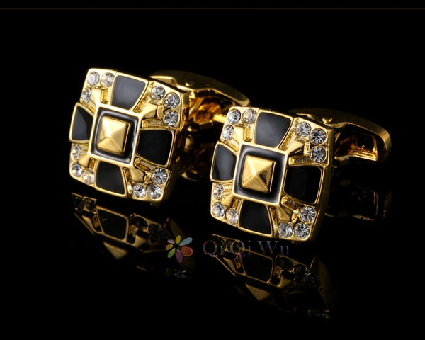 GOLD AND BLACK SQUARE CUFFLINKS