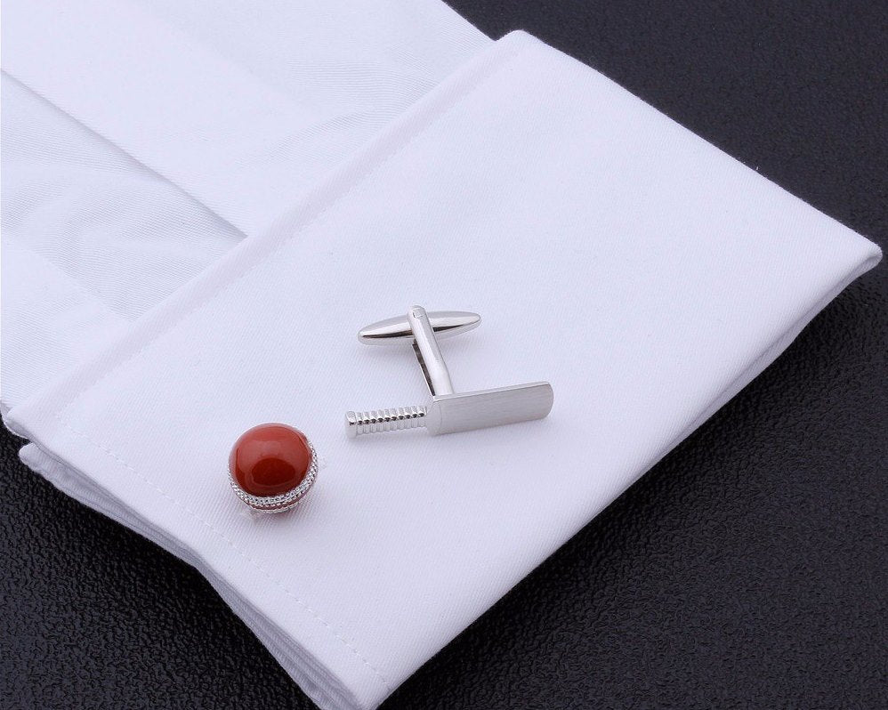 RED CRICKET SILVER CUFFLINKS