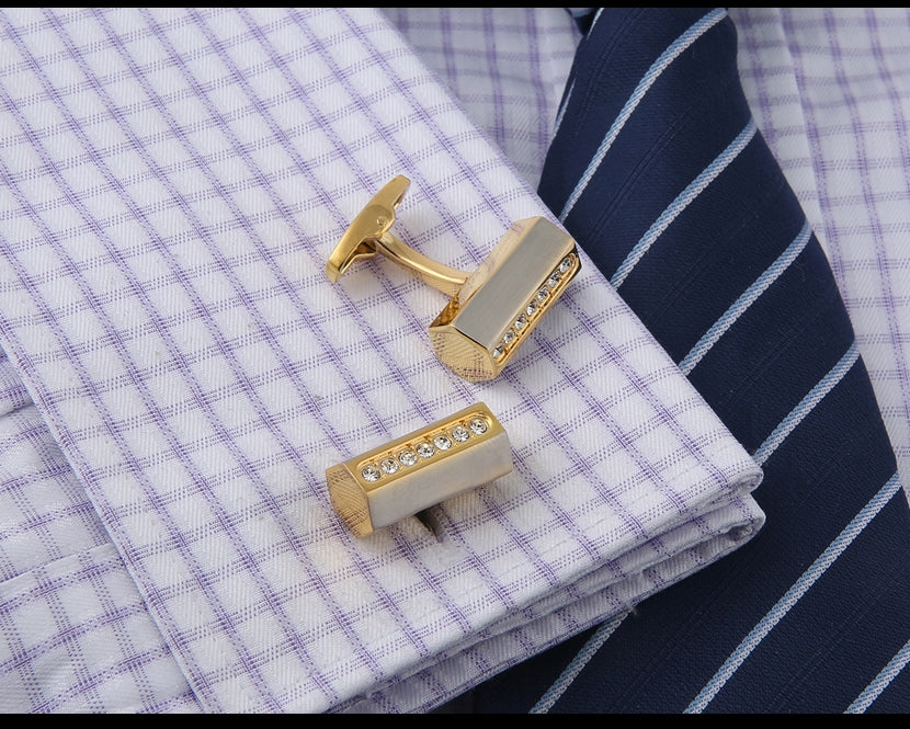 GOLD CRYSTAL CUFFLINKS