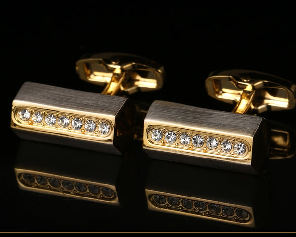 GOLD CRYSTAL CUFFLINKS