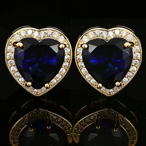 Gold Heart crystal cufflinks