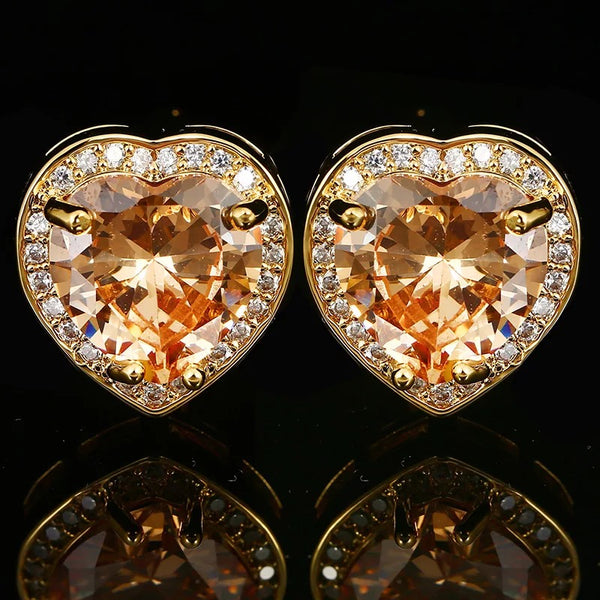 Gold Heart crystal cufflinks