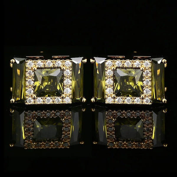 Green crystal cufflinks