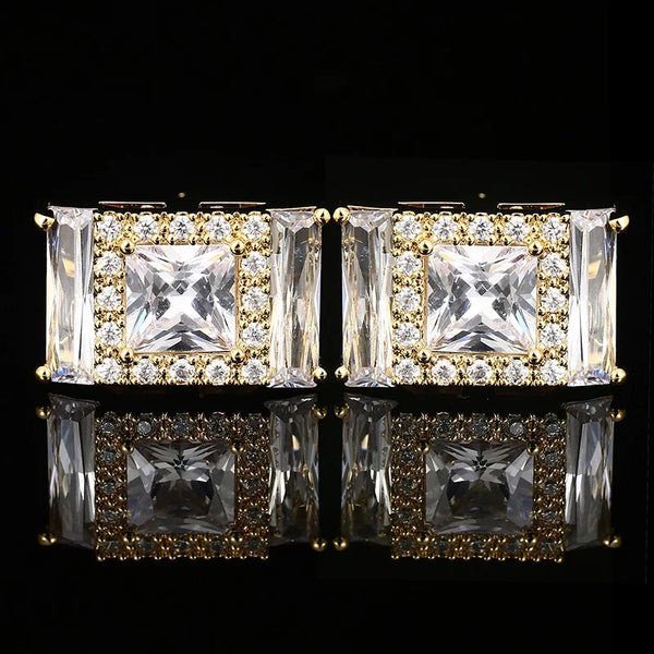 Clear crystal cufflinks