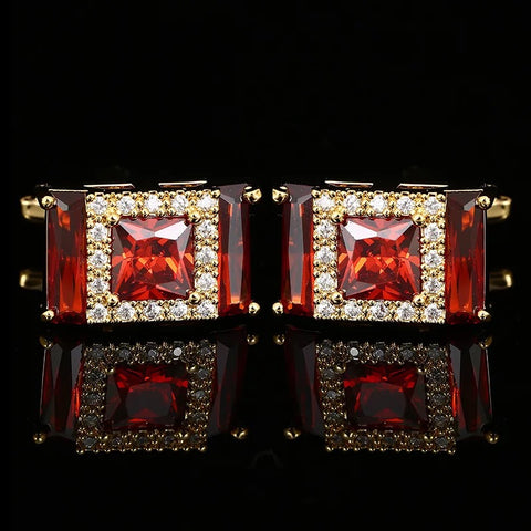 Gold Heart crystal cufflinks