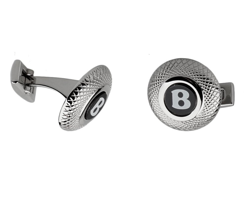 Bentley silver plated round cufflinks