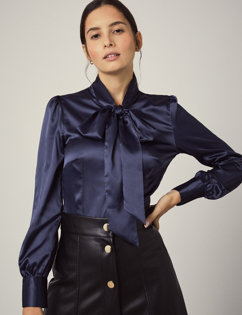 Gorgeous Rixo Blouse UK XS Navy spotted pussy bow LB006 main image 1