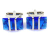 BLUE CRYSTAL SILVER CUFFLINKS