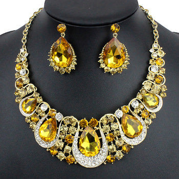 Yellow Crystal Necklace & earrings