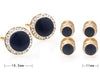 GOLD BLACK STONE ROUNDED CUFFLINKS & STUDS