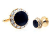 GOLD BLACK STONE ROUNDED CUFFLINKS & STUDS