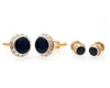 GOLD BLACK STONE ROUNDED CUFFLINKS & STUDS