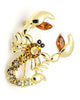 Scorpio Rhinestone Gold Brooch