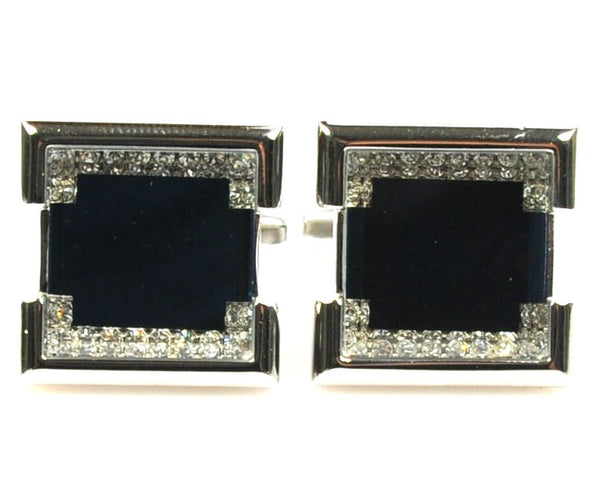 Rhinestone Platinum Plated navy cufflinks