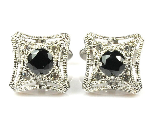 Exquisite Black Crystal Cufflinks