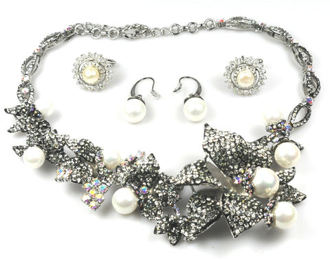 Aquamarine Silver Cufflinks and Necklace