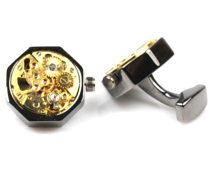 Handmade Steampunk Black Watch Cufflinks
