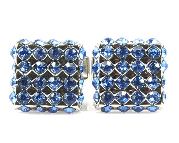 BLUE CRYSTAL SILVER CUFFLINKS
