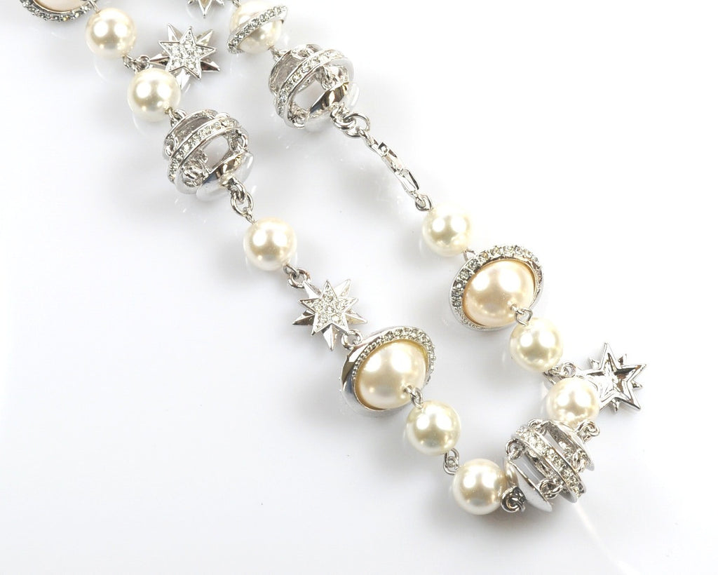 Long Pearl Chain Necklace