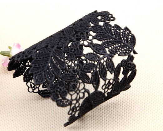 Black Flower Lace Bracelet, Bangle