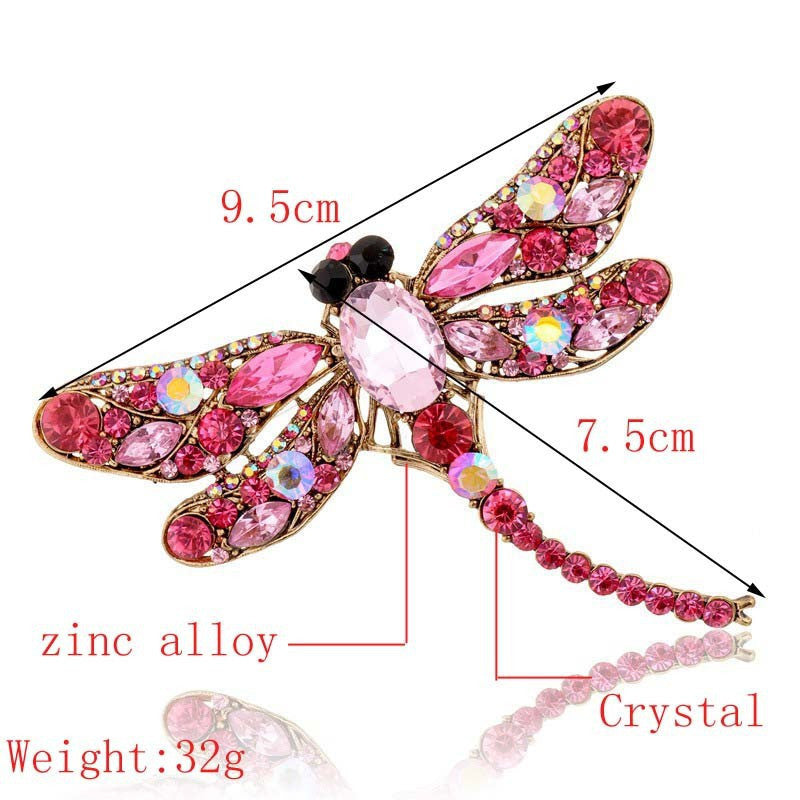 Pink Dragonfly Rhinestone brooch