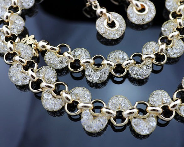 Rose Gold 18k Necklace, Bracelet, earrings set