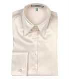Luxury Cream Satin Shirt, Double Cuff, size 12