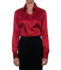 Luxury Red Satin Shirt, Double Cuff, size 10
