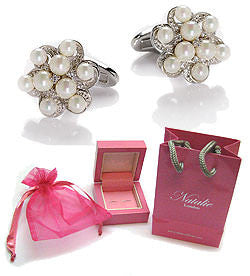 Pearl Flower silver Cufflinks