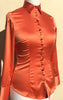 JEWELLERED BLUE SATIN SHIRT - SINGLE CUFF