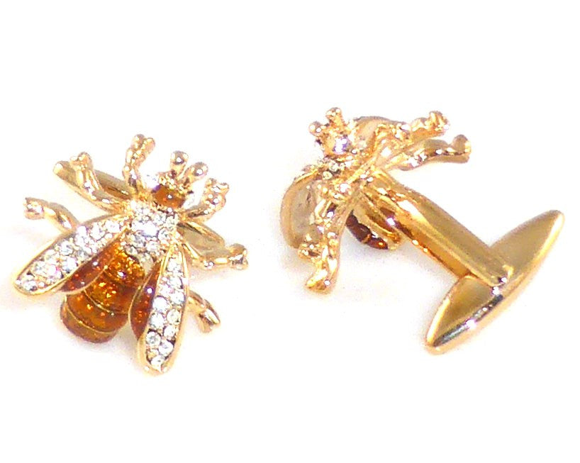 Bees cufflinks with Austrian crystals