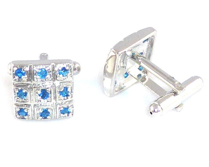 Royal Blue Sapphire Round Cut Cufflinks