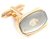 Oval crystal onyx rose gold cufflinks