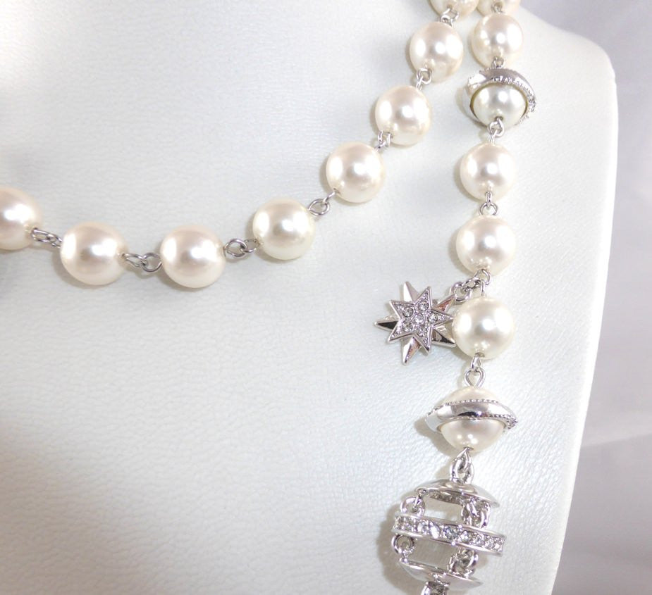 Long Pearl Chain Necklace