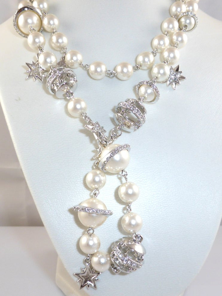 Long Pearl Chain Necklace