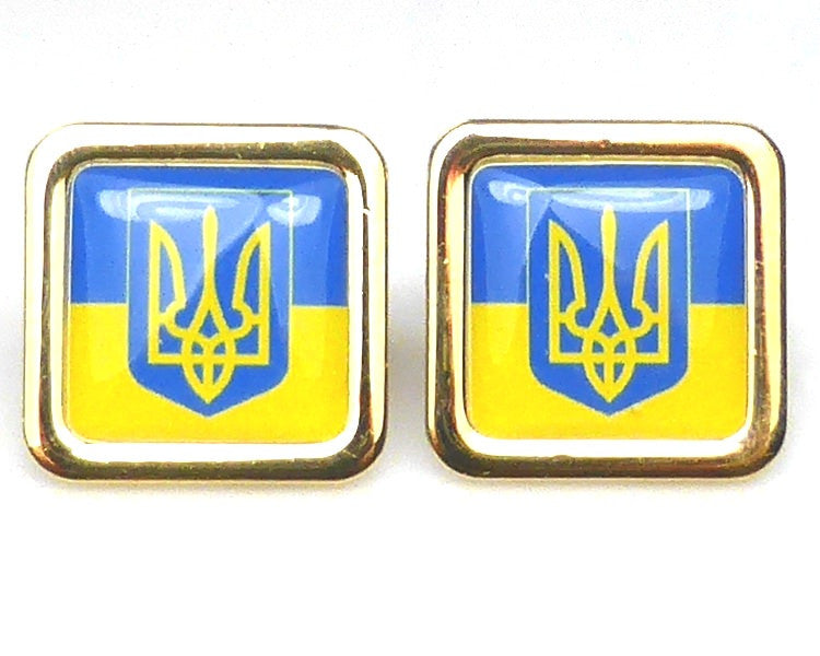 Ukrainian flag gold plated cufflinks