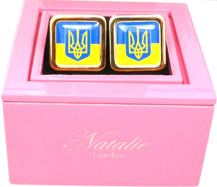 Ukrainian flag gold plated cufflinks
