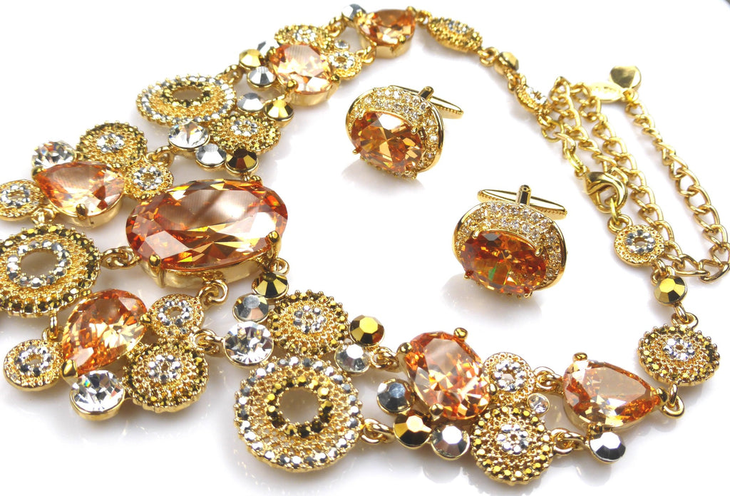 Gold Necklace & matching Cufflinks