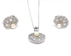Shell silver Cufflinks and Necklace