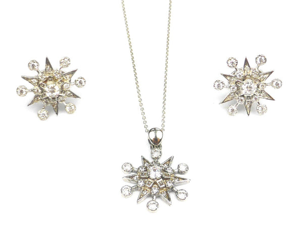 Star silver Cufflinks and Necklace