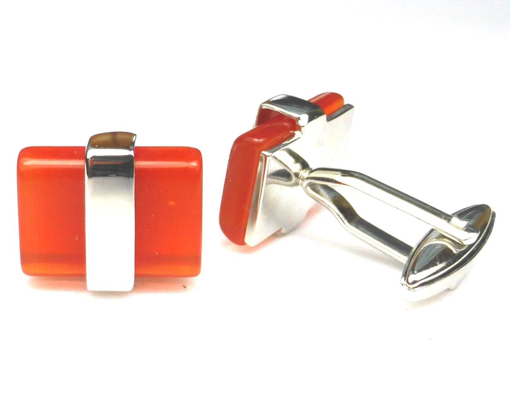 Red Opal cat-eye style Cufflinks