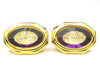 Gold and purple enamel oval cufflinks