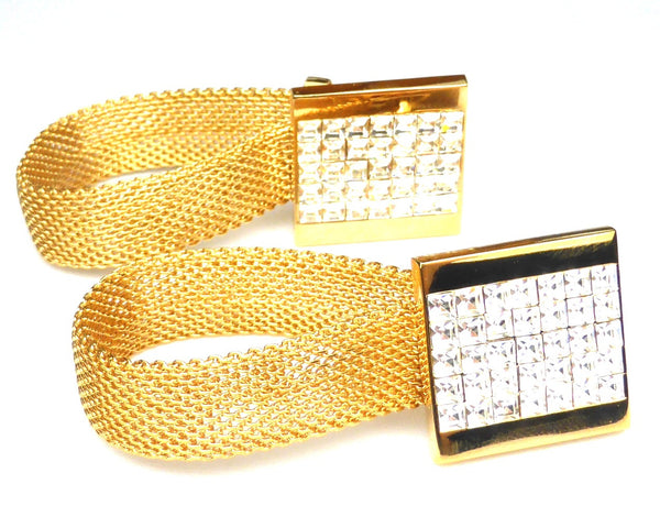 Square bling Gold Copper Cufflinks